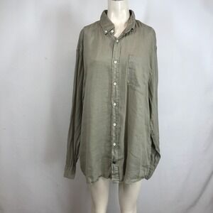 TAYLOR STITCH - MEN'S 46 ~ BEIGE LONG SLEEVE BUTTON 100% LINEN TOP SHIRT